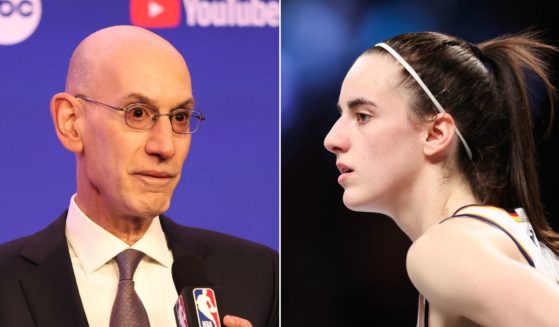 At left, NBA Commissioner Adam Silver speaks at a news conference at TD Garden in Boston on Thursday. At right, Caitlin Clark of the Indiana Fever looks on during a game against the New York Liberty at Barclays Center on Sunday.
